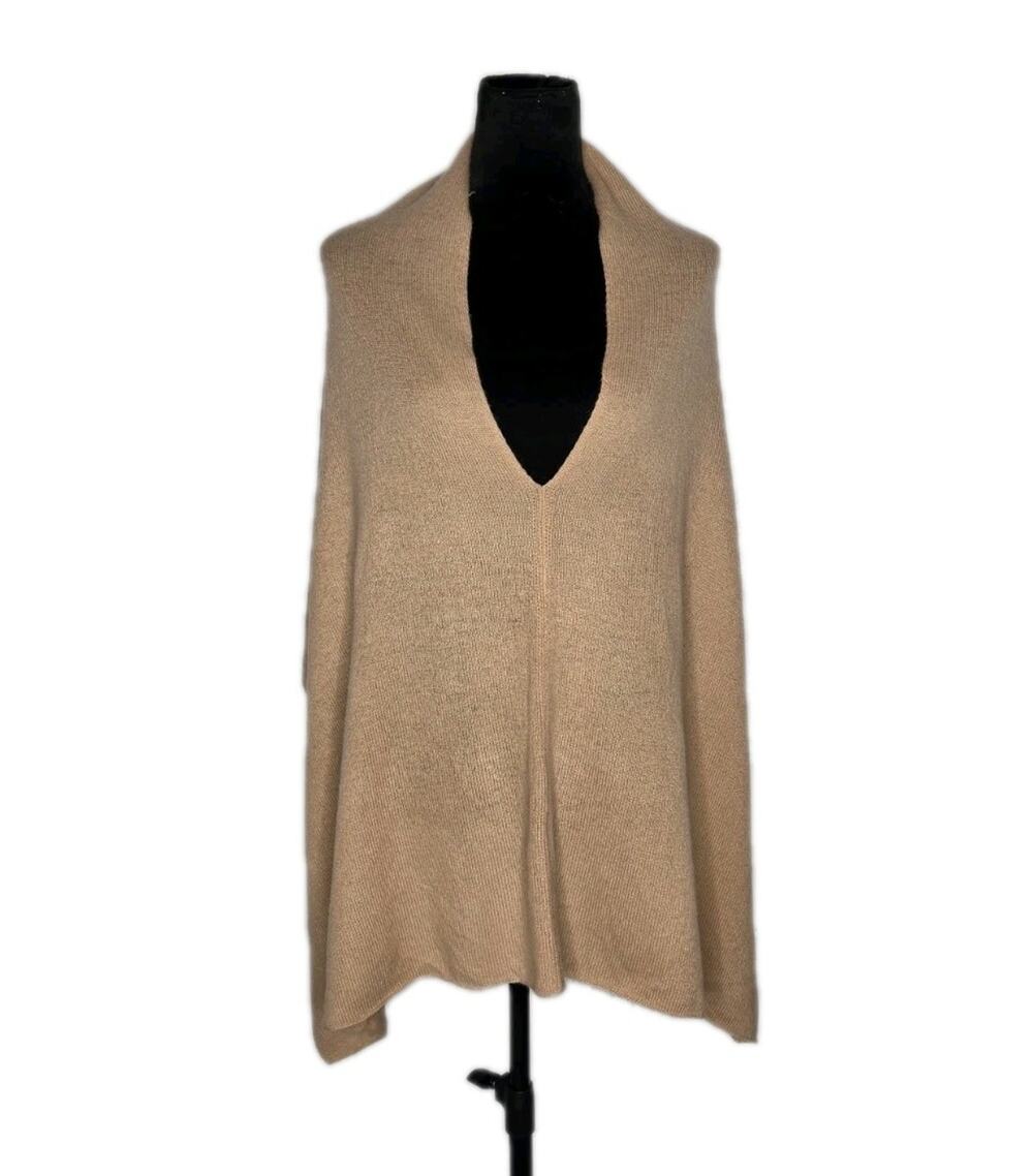InCashmere 100% Cashmere Poncho Top One Size Camel Beige Multi Way Wrap One Size
